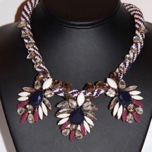 J.Crew Navy, Red, White & Diamond Rope Necklace.